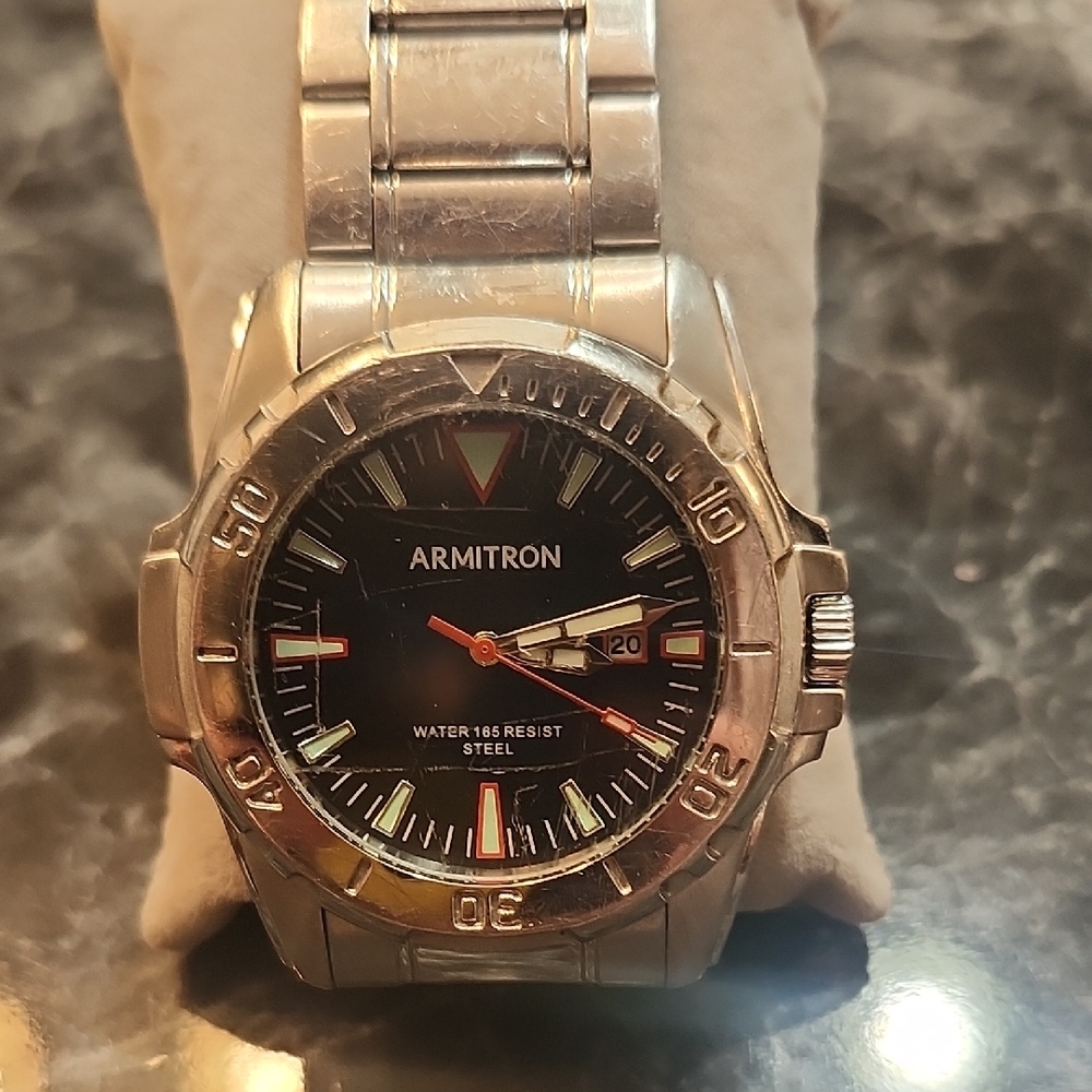 Armitron Silver Watch with Black Dial